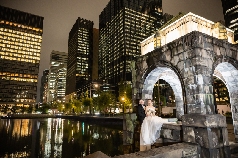 水面に反射する明かり