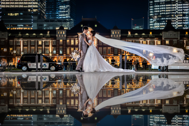 ロングベールをなびかせて