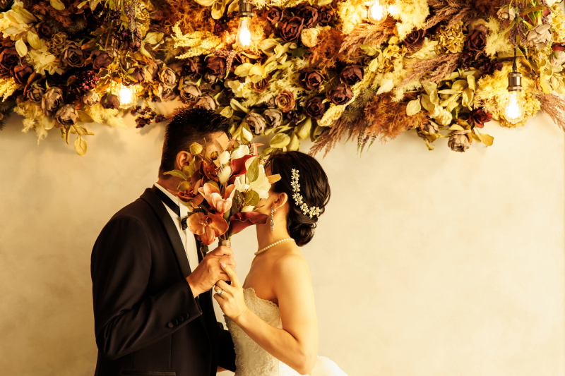 ブーケでお顔隠しカット♪