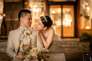 PHOTO WEDDING STYLE_夜の東京駅周辺ロケ（和田倉門・丸の内仲通り・明治安田生命前）