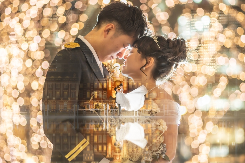 Akira指名限定の特別レタッチです。こちらはイルミネーションバージョンです。まるで広告のような一枚に反響間違いなし。ウェディングはお二人が主役ですので、「主役感」「特別感」を大事に丁寧に仕上げます。
