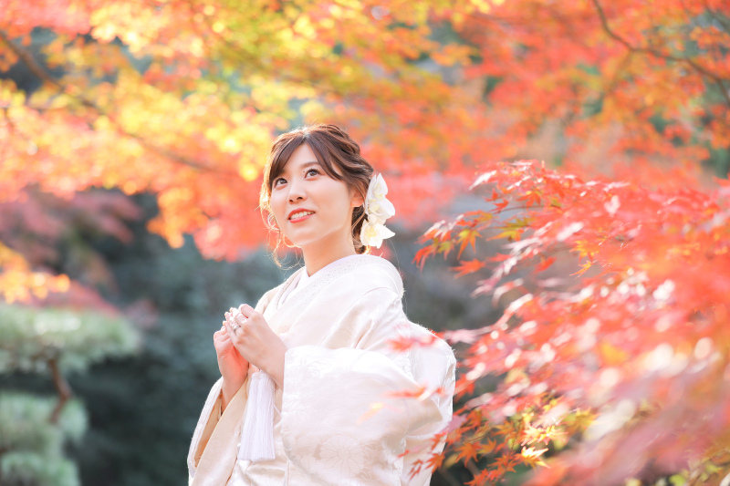 紅葉と新婦様