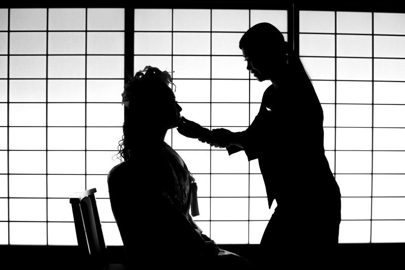 前撮り撮影前のお支度ショット