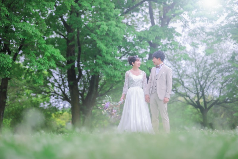 庄内緑地公園で撮影した爽やかなウェディングカット