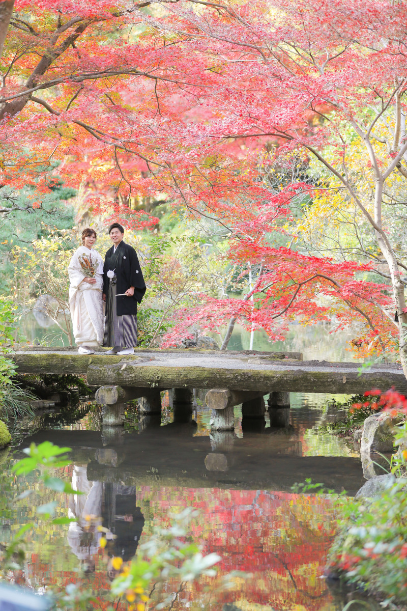 水面に映るお二人