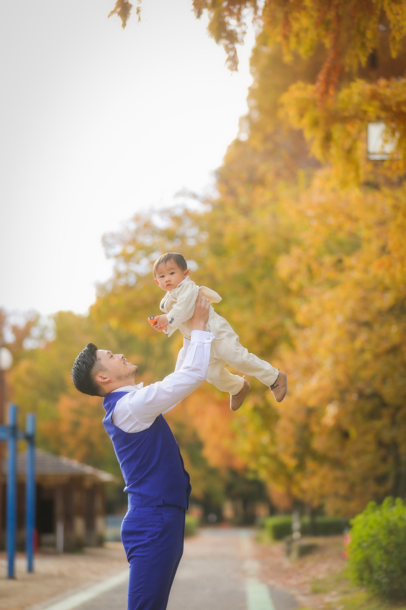 パパとお子様でツーショット撮影
