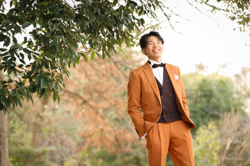 新郎様のタキシードソロショット撮影
