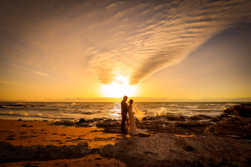名古屋城と海ロケーションのトワイライト撮影
