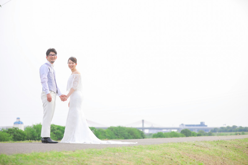 開放的なロケーションでウエディング撮影