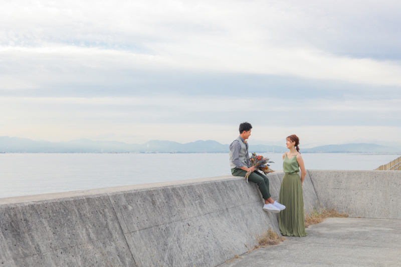 堤防でのお二人ショット