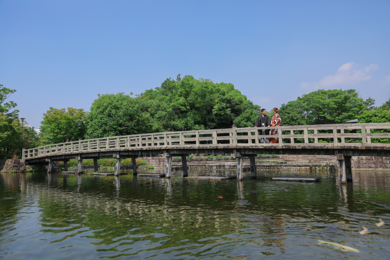和装でロケーション撮影
