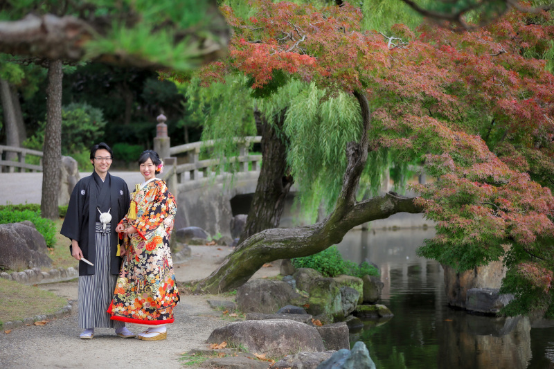 名古屋の鶴舞公園で和装ロケーション撮影