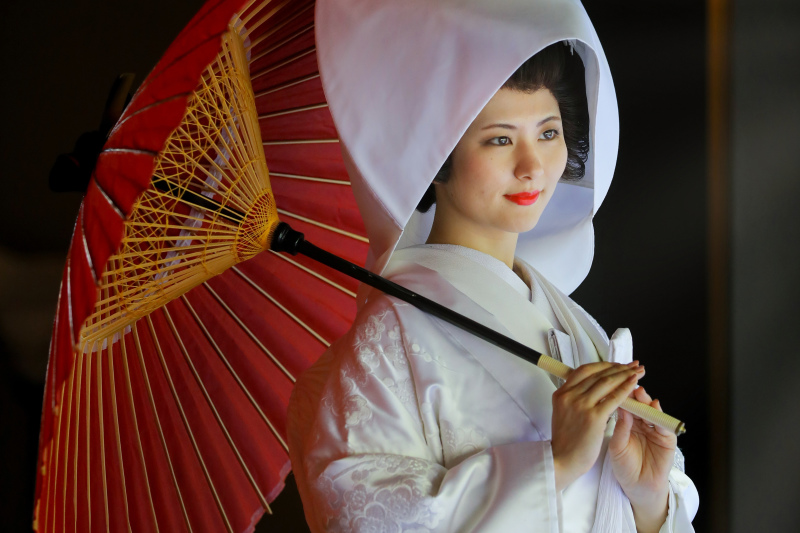 和装姿と番傘でソロショット！