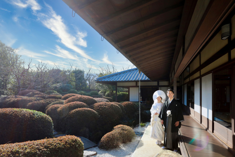 和装にぴったりの庭園ロケ撮影