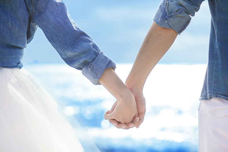 海と青空の背景でお手元撮影！