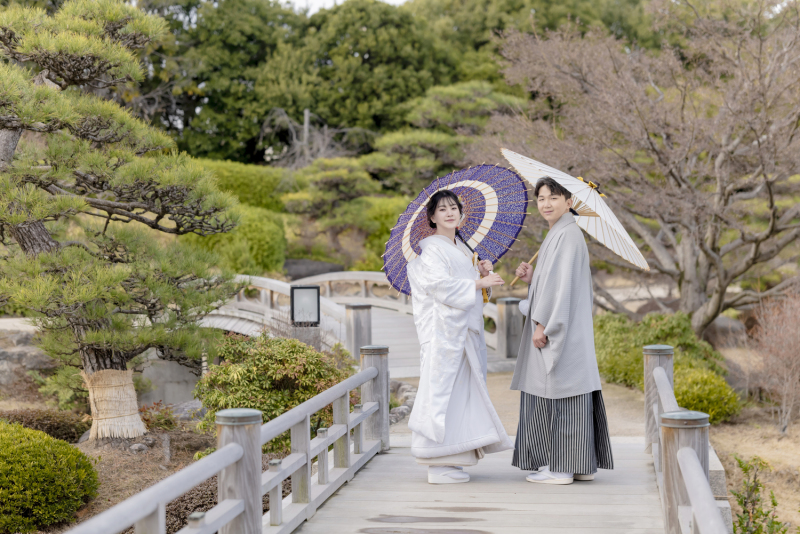 番傘×振り返りショット