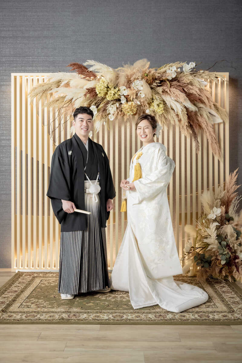 笑顔輝くおふたり♪和やかに和装で撮影スタート