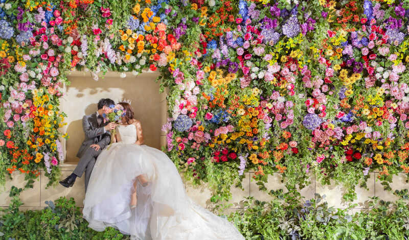 【フラワーウォール】お顔隠しキスショット