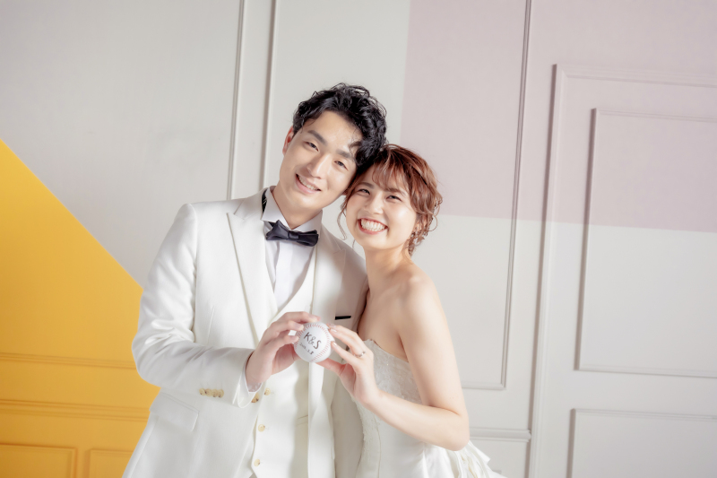 名前入りボールを手に