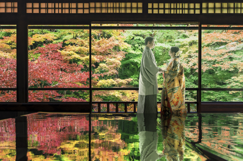 鮮やかな秋の紅葉が広がる瑠璃光院の情景を再現!