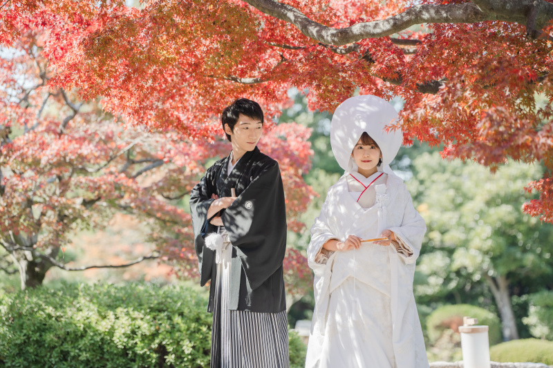 紋付*白無垢*紅葉