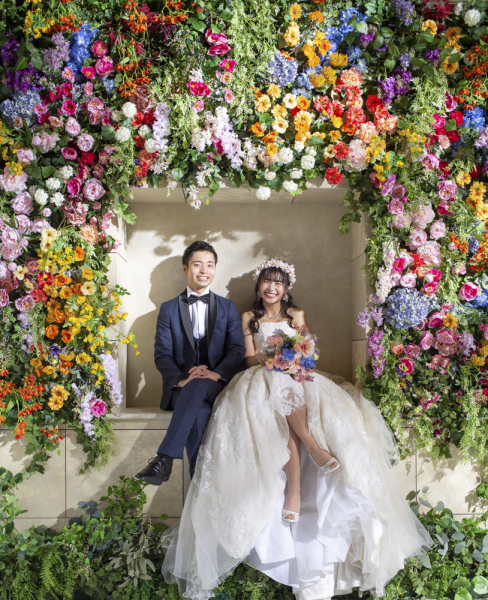 鉄板のフラワーウォール