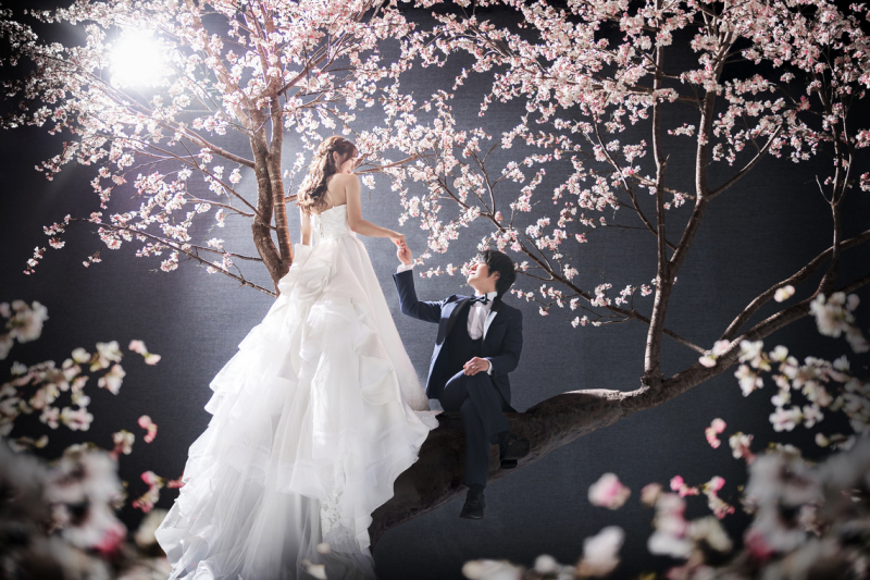 桜×手を取り合うおふたり♡