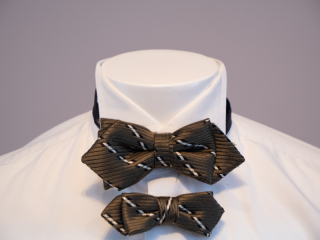 ボウタイ（蝶ネクタイ）親子ペア／ブラウンストライプ