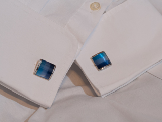 カフス／スクエア／シルバー＆ブルー