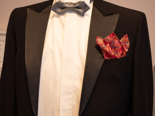 ポケットチーフ／ペイズリー／レッド