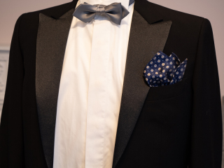 ポケットチーフ／花柄／ネイビー