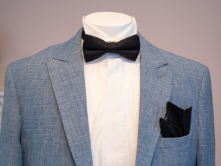 ペア：ボウタイ＆チーフ／ストライプ／ブラック