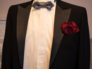 ポケットチーフ／小紋柄／レッド