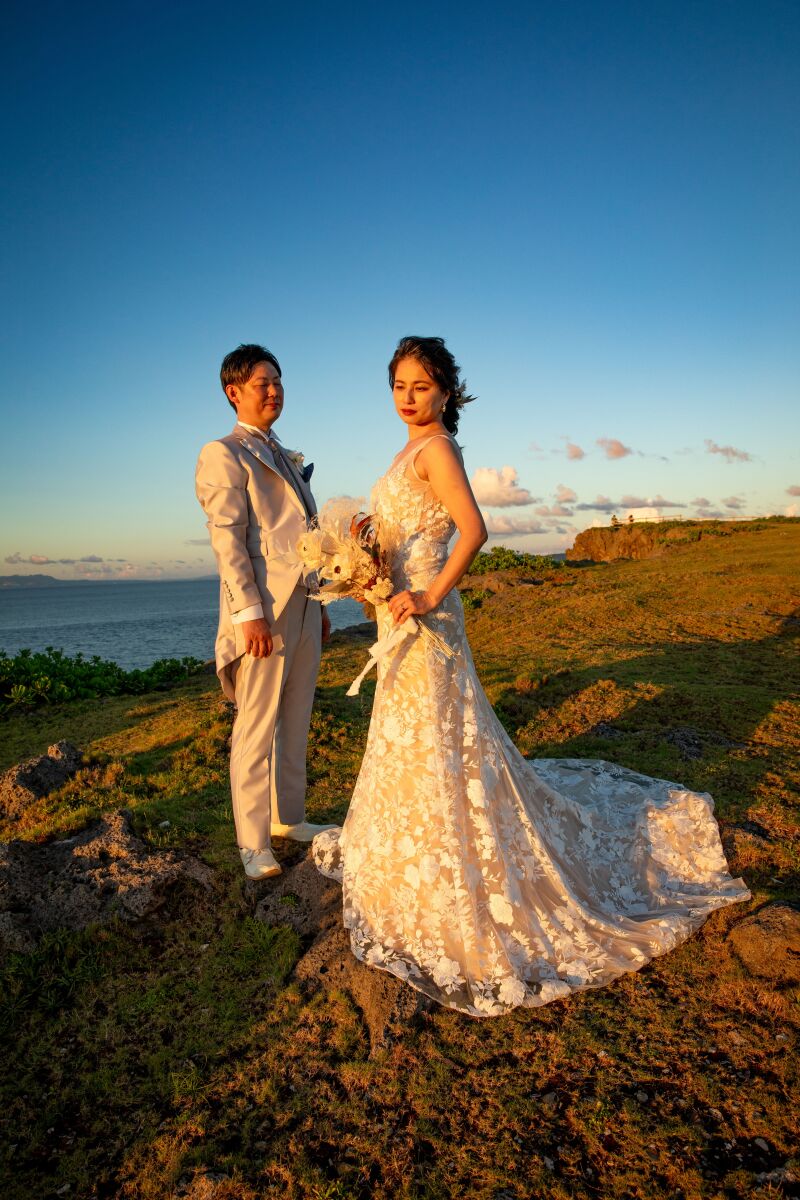 良い感じに夕日に染まって