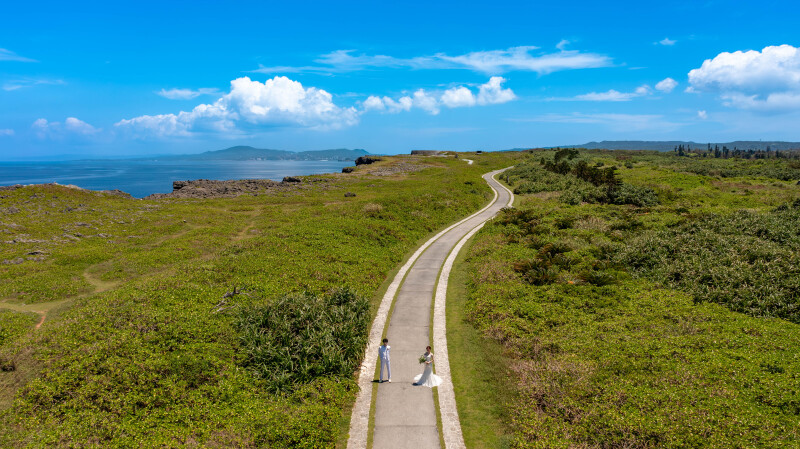 本部町まで見渡せる残波岬で