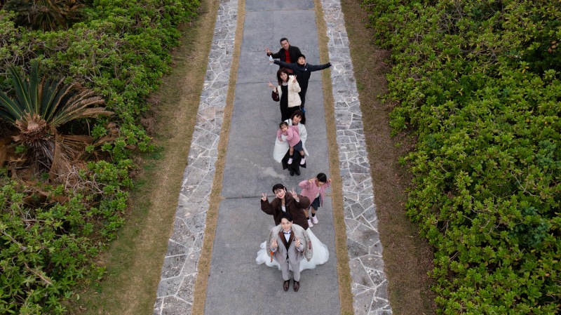 途中でご家族と合流して