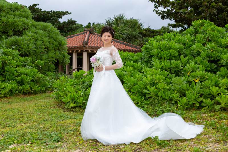 グリーンをバックに