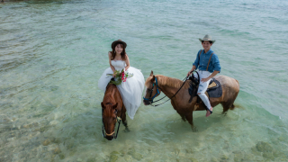 【本島：乗馬付き！ビーチフォトプラン】ドローン撮影付★２Min.シネマムービー付き☆