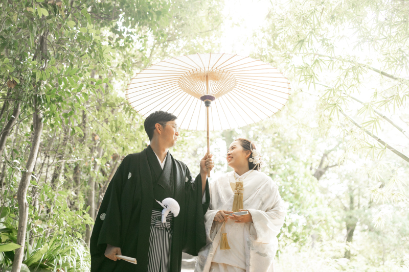 庭園で撮影スタート