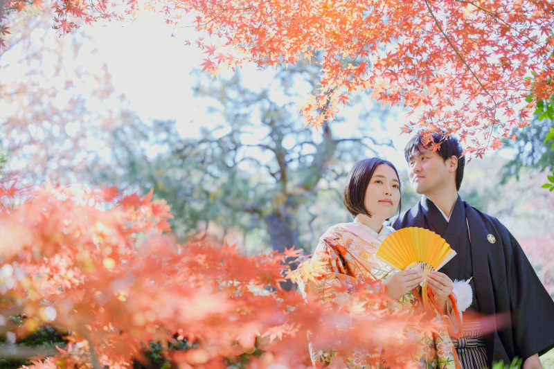 紅葉で撮った川越ロケーションフォト♪白無垢&色打掛にて