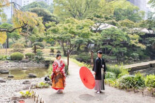小石川後楽園で撮る和装前撮り