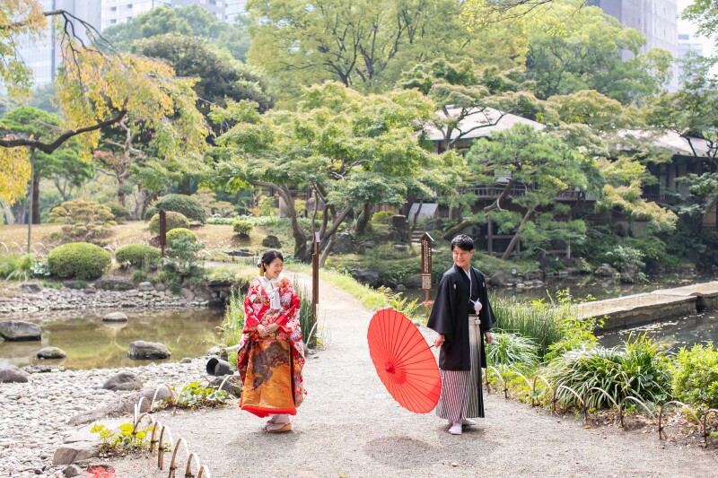 小石川後楽園で撮る和装前撮り