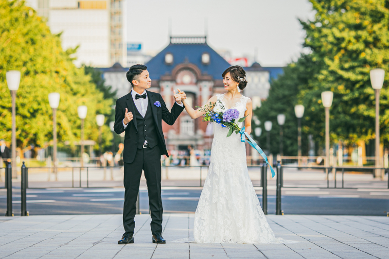 <東京駅>洋装前撮り 全レタッチ2時間撮り放題200カット ドレス&ヘアメイク付き