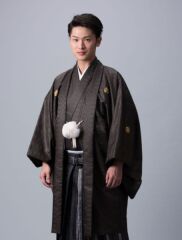 紋付：二重菱 チャコールグレー