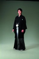 黒万葉苑×銀縞グレー黒ぼかし袴