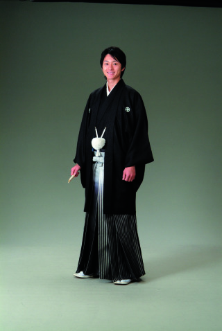 黒万葉苑×銀縞グレー黒ぼかし袴