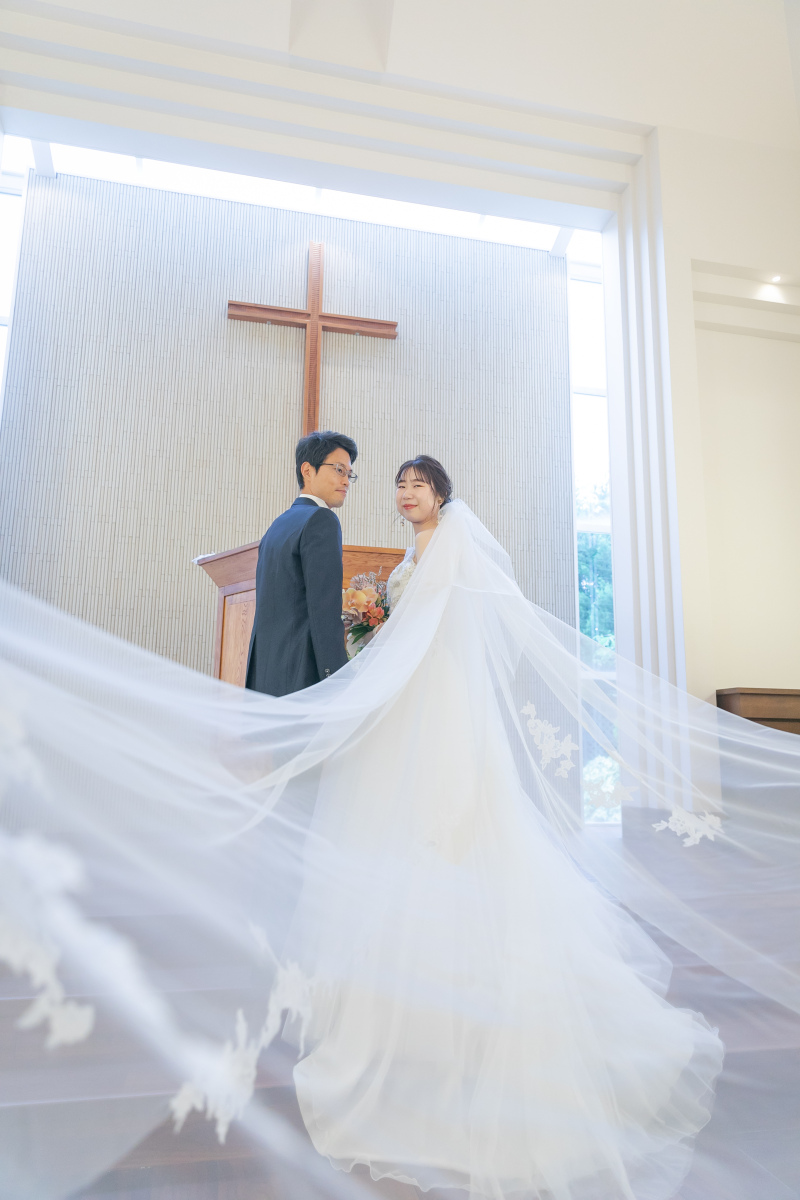 ロングベールだからできる撮影ショット