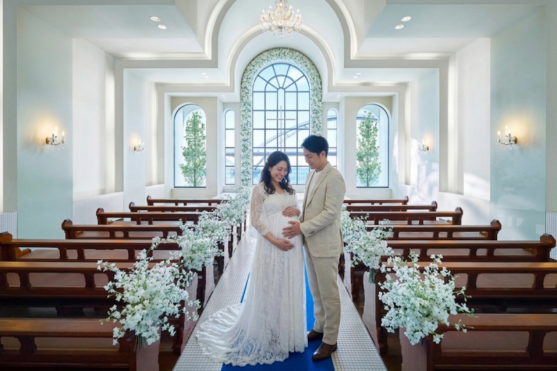 【マタニティフォト】チャペルで撮影もOK！マタニティ対応ドレス付きプラン◇ドレス1着