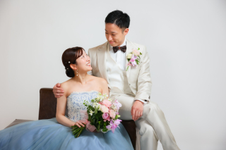 手作りのブーケとブートニアで