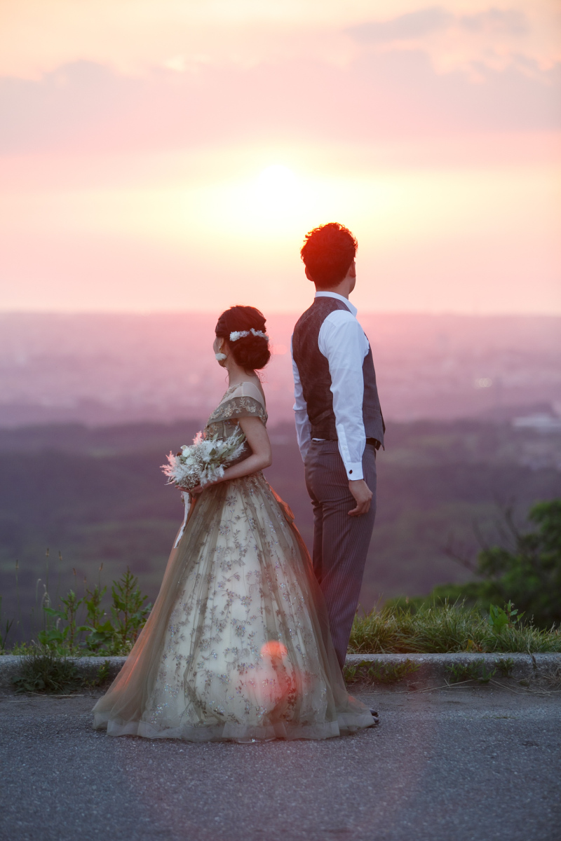 夕日に照らされたお2人